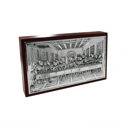 Bibelot Última Ceia | Madeira com Placa Prateada | Topázio