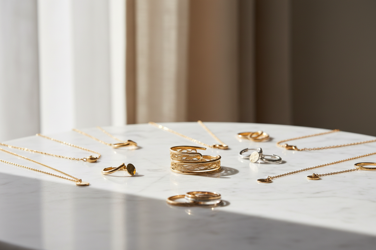 Joias TOPAZIO 1874 - arte da prata Portugal com design delicado em filigrana dourada sobre pedras escuras