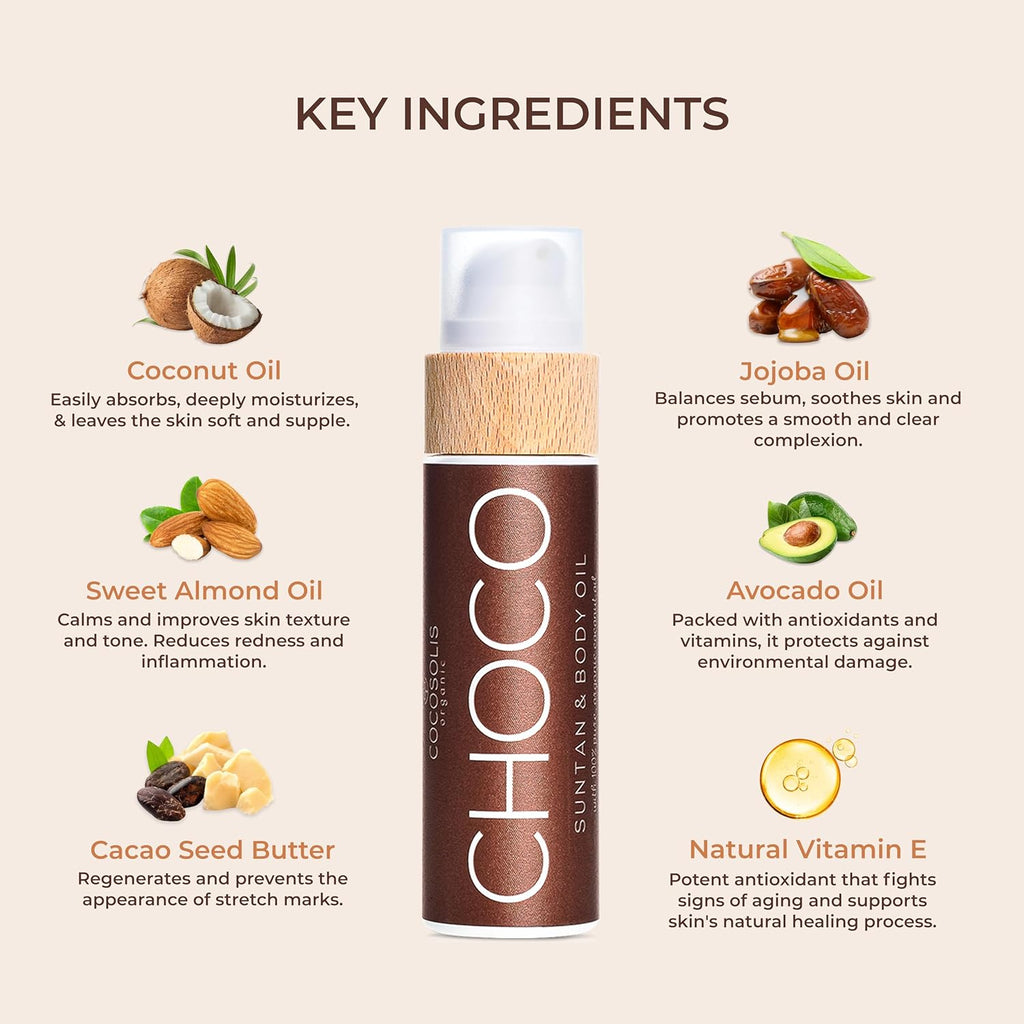 COCOSOLIS Choco | Tanning Accelerator with Vitamin E | Organic Oil 110ml