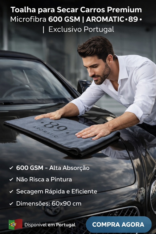 Toalha Secagem Carro Microfibra 600 GSM AROMATIC•89• | 60x90cm Absorção Máxima