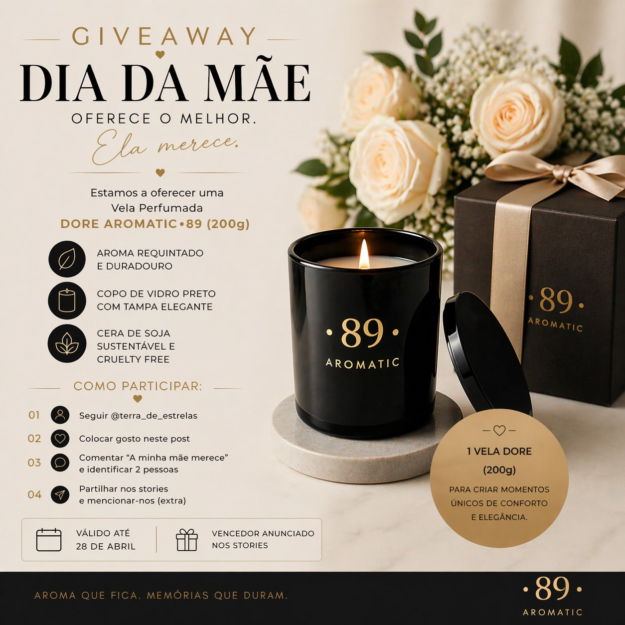 Vela Cera Soja AROMATIC•89• | Frasco Vidro Fragrância Premium 100% Natural