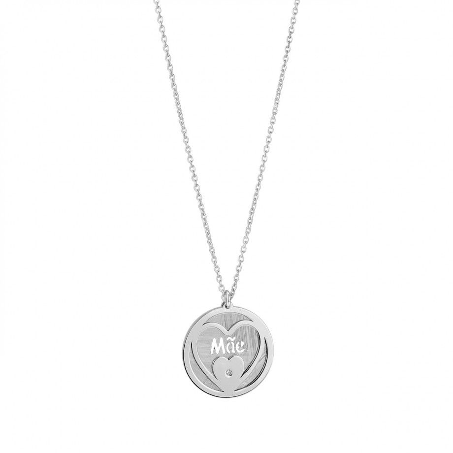Colar Mãe em prata com design elegante e delicado, perfeito para presentear sua mãe com amor e estilo