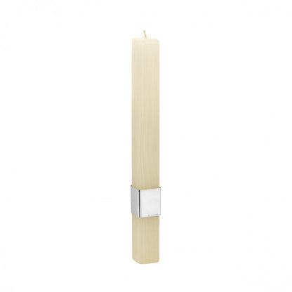 vela de batismo com prata Topázio 1874 vela creme com suporte de prata polida para cerimónia